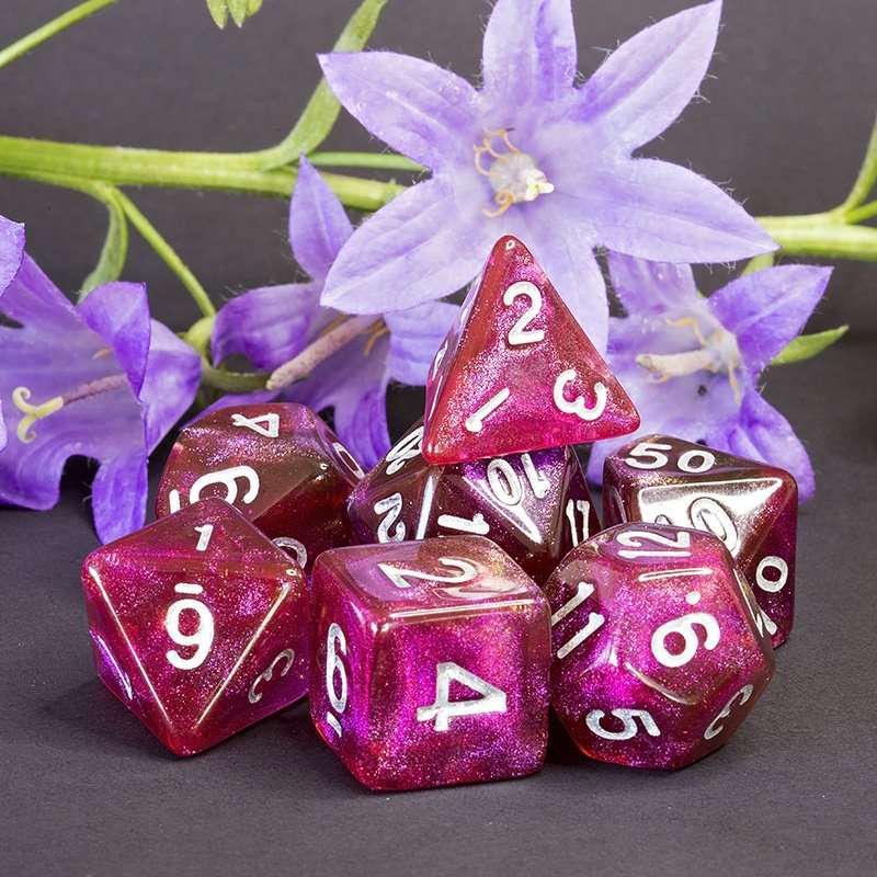 Sage's Shards - Pink/Purple/Orange Glitter Polyhedral Dice Set image 15