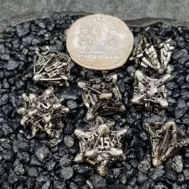 Sage’s Starships Antique Silver Metal Polyhedral Dice Set image 9