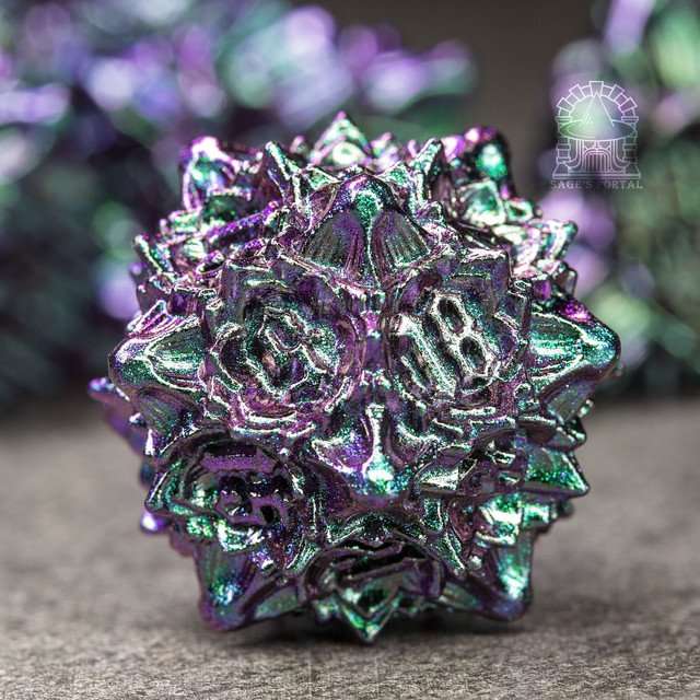 Sage's Deadly Lotus Witch's Curse Metal Polyhedral Dice Set image 4