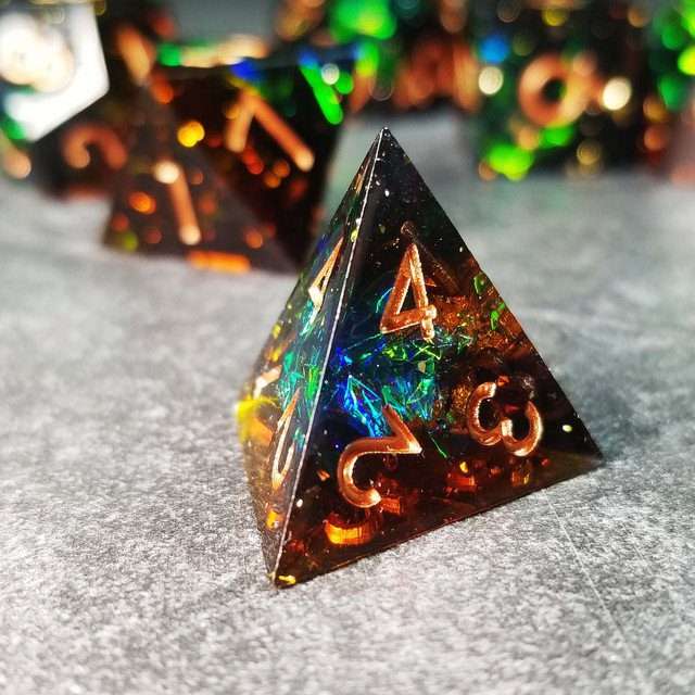 Sage's Enchanted Crystals Cola/Green/Blue Sharp Edge Resin Dice Set image 23