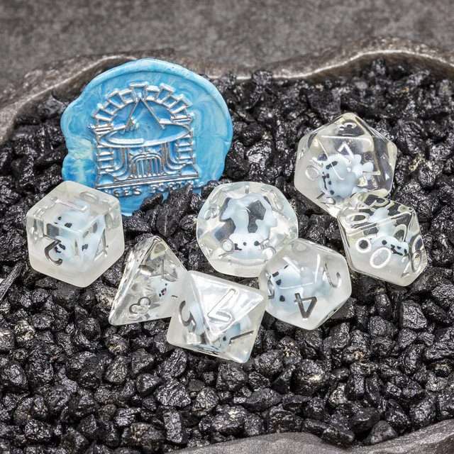 Sage's Baby Blue Seal Familiar Resin Polyhedral Dice Set image 9