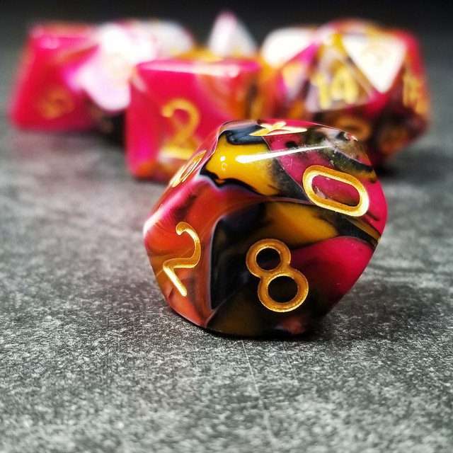 Sage's Stones - Red/Brown/White/Black Gold Ink Acrylic Polyhedral Dice Set image 20