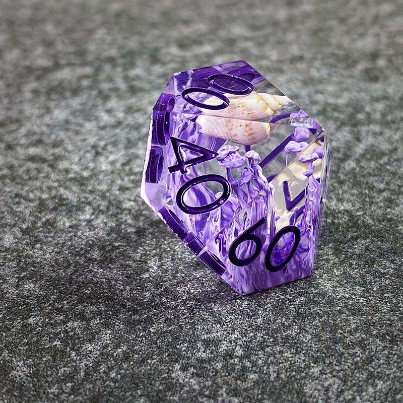 Sage's Orbs - Purple Ocean Depths Sharp Edge Resin Polyhedral Dice Set image 11