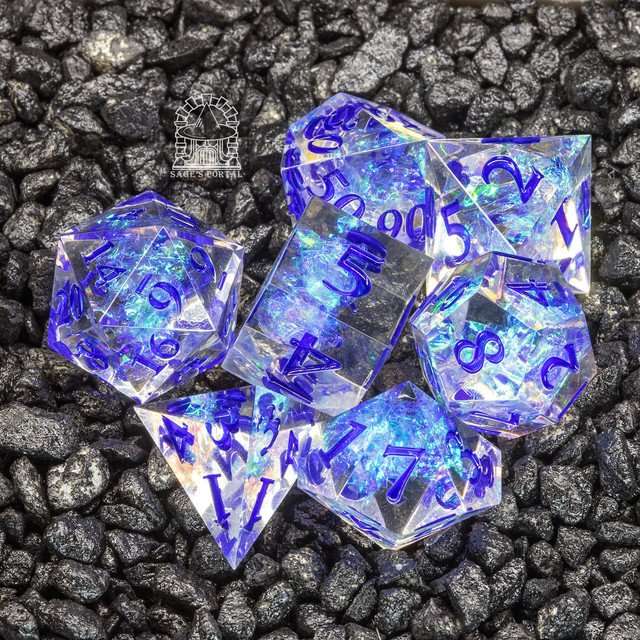 Sage's Crystals - Glacier Sharp Edge Resin Polyhedral Dice Set image 0