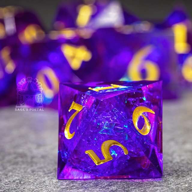 Sage's Crystals - Twilight Sharp Edge Resin Polyhedral Dice Set image 8