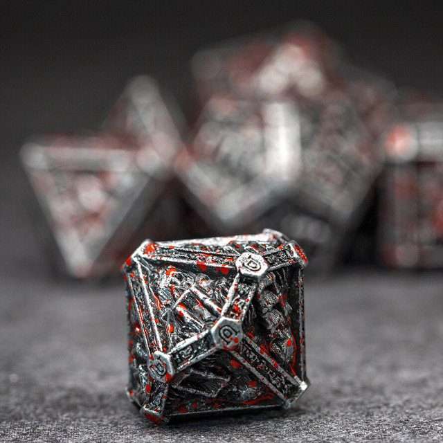 Sage's Lich's Phylactery Nickel/Blood Metal Polyhedral Dice Set image 4