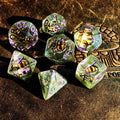 Sage's Bottled Yellow/Green Dragon Eyes Resin Polyhedral Dice Set image 0