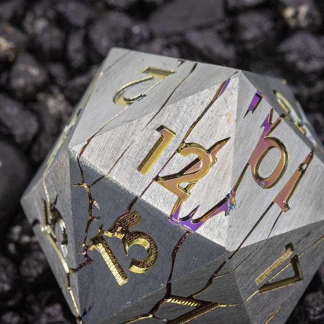 Sage's Relics of Antiquity - Silver Rainbow 33mm Metal D20 Die image 1