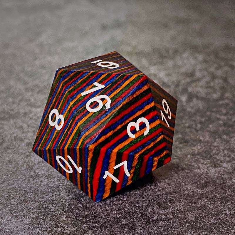 Sage's Trees - Rainbow Technical Wood 33mm D20 Die image 5