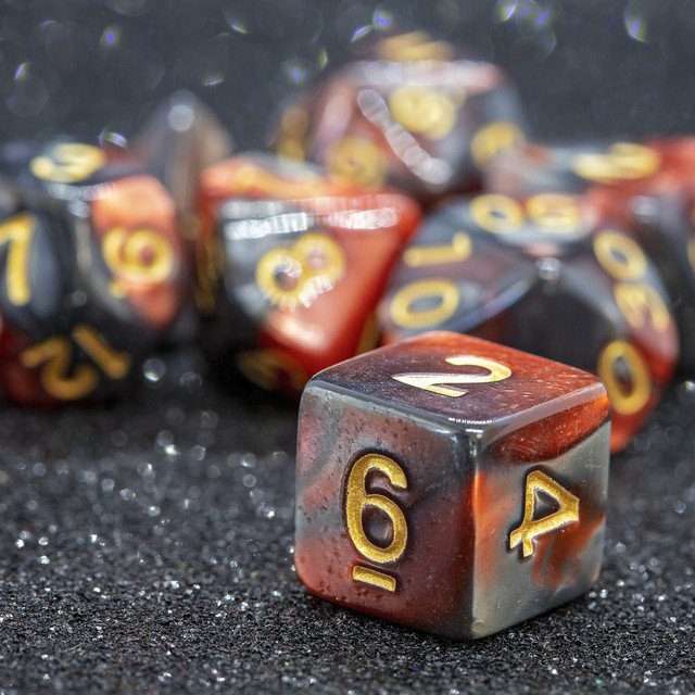 Sage's Stones - Copper/Mica Gold Ink Acrylic Polyhedral Dice Set image 6