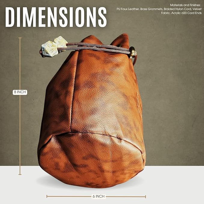 Sage's Enchanted Dice Bag - Spotted PU Leather Dice Bag with D20 Cord Ends