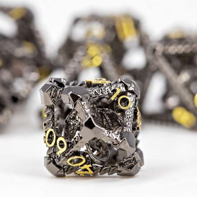 Sage's Draconic Prison Midnight Cage Hollow Metal Dice Set image 5
