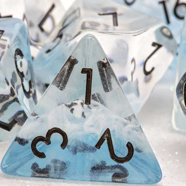 Sage's Familiars - Blue White/Black Fish Familiar Resin Polyhedral Dice Set image 10