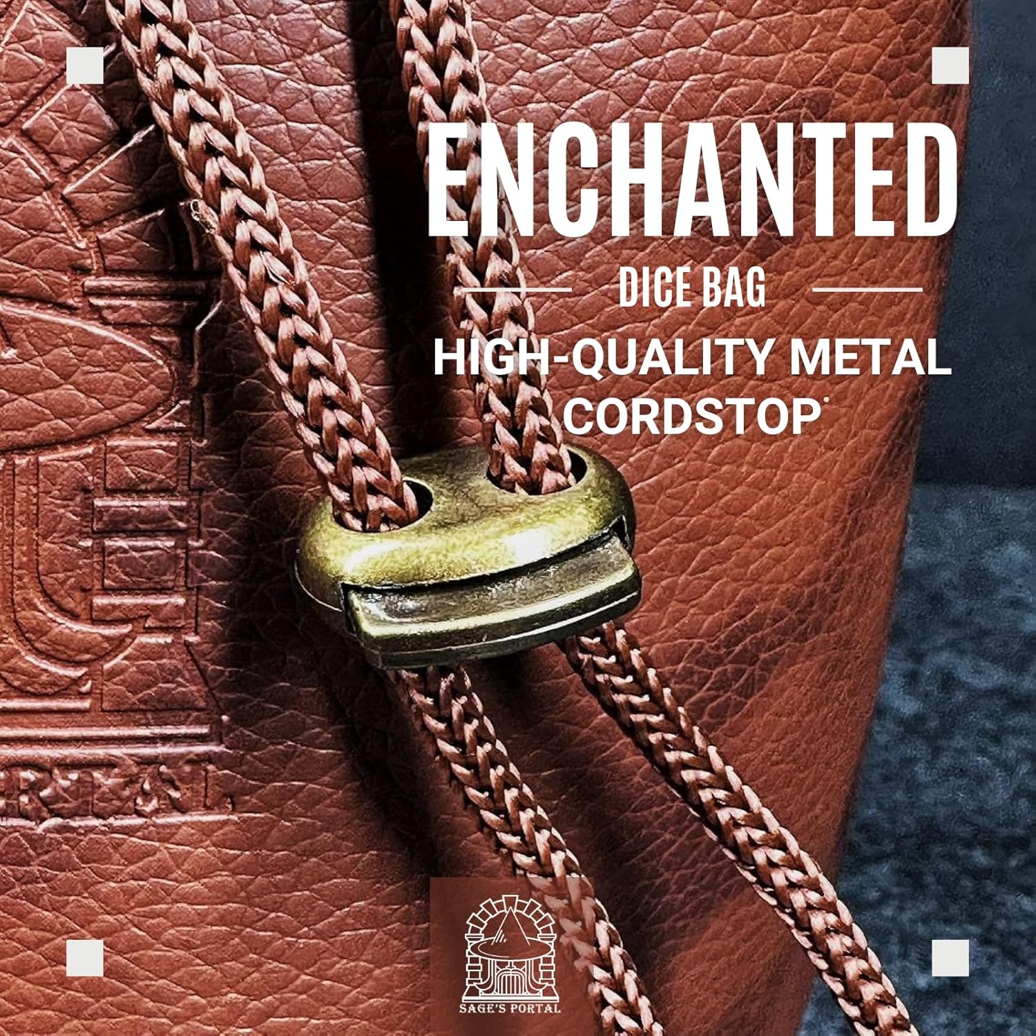 Sage's Enchanted Dice Bag - Spotted PU Leather Dice Bag with D20 Cord Ends