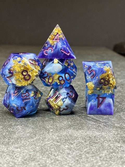 Sage's Geomancy Blue/Purple Sharp Edge Resin Dice Set image 8