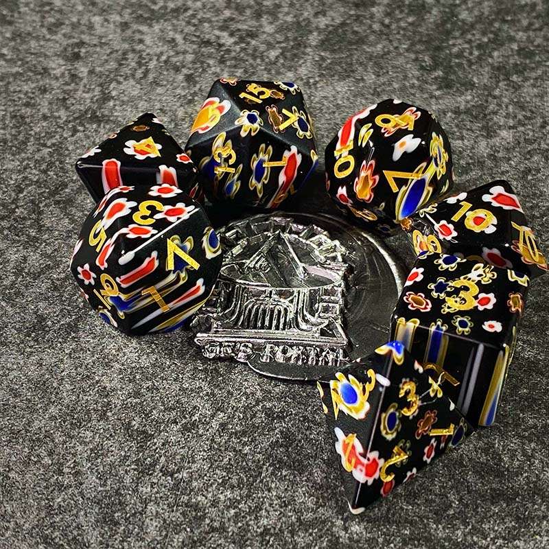 Sage's Treasures - Petrified Garden Stained Glass Gemstone Polyhedral Dice Set image 0