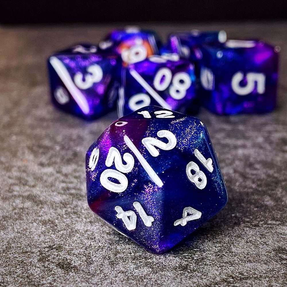 Sage's Shards - Purple/Blue/Green Glitter Polyhedral Dice Set image 0