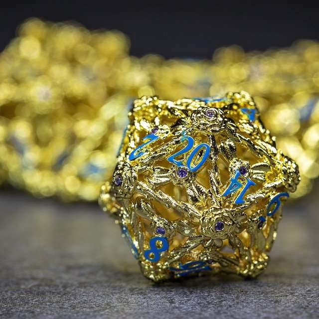 Sage's Gilded Rose Hollow Metal Polyhedral Dice Set image 15