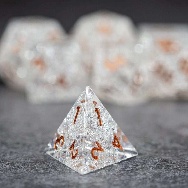 Sage's Kaleidoscopes Ice White Cracked Glass Gloss Finish Polyhedral Dice Set image 9