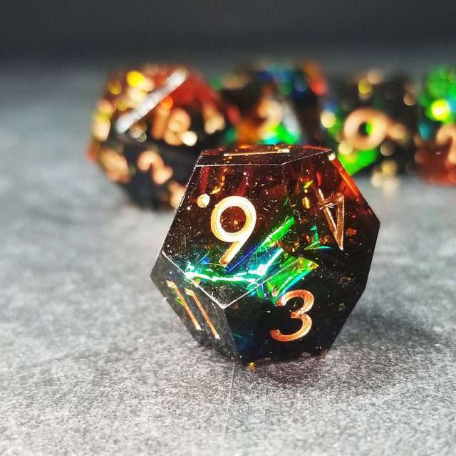 Sage's Enchanted Crystals Cola/Green/Blue Sharp Edge Resin Dice Set image 19