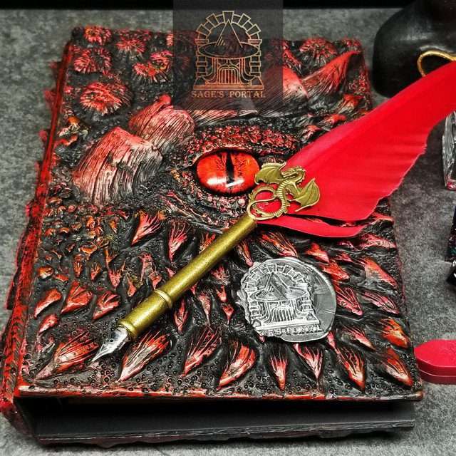 Eye of the Red Dragon Notebook Gift Set | Handmade Notebook for TTRPG, Sketchbook, Diary image 6