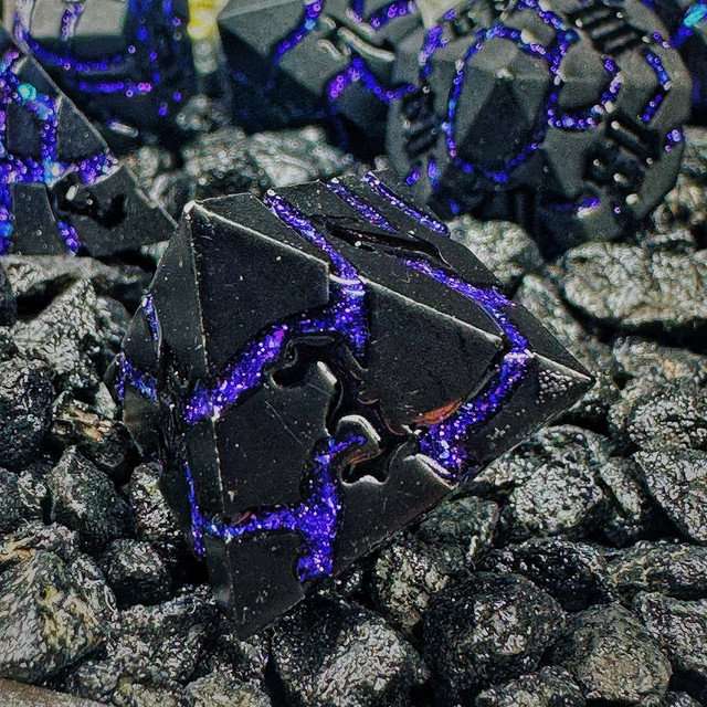 Sage's Warp Stones Black Hole Metal Polyhedral Dice Set image 6
