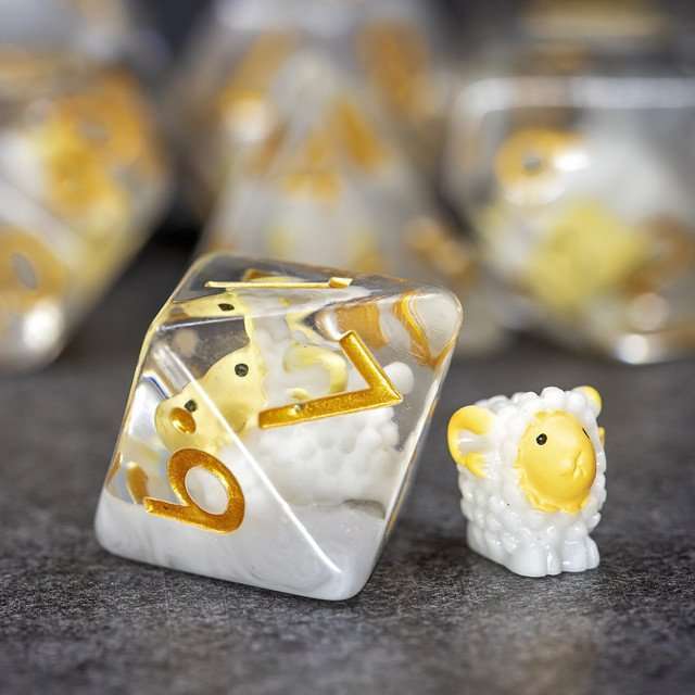 Sage's Sheep Familiar Resin Polyhedral Dice Set image 4