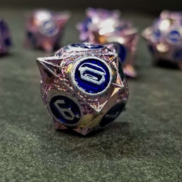 Sage's Enchanted Morningstar Purple/Blue Metal Polyhedral Dice Set image 4