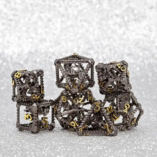 Sage's Draconic Prison Midnight Cage Hollow Metal Dice Set image 14