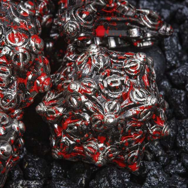 Sage’s Finials Silver Carnage Metal Polyhedral Dice Set image 0