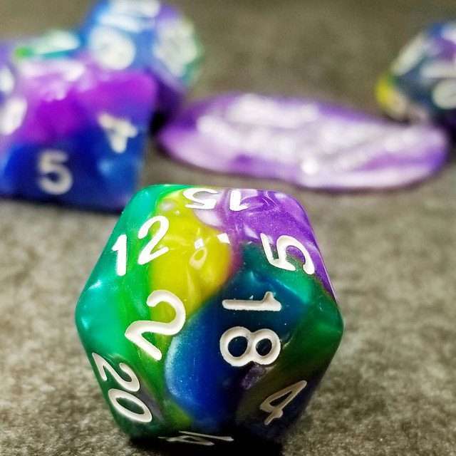 Sage's Stones - Purp/Blue/Green/Yellow Acrylic Polyhedral Dice Set image 12
