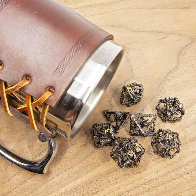 Sage's Draconic Prison Midnight Cage Hollow Metal Dice Set image 9