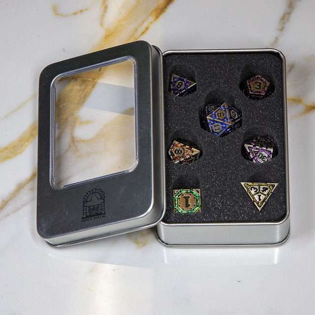 Sage's Infinity Armor Metal Polyhedral Dice Set image 11