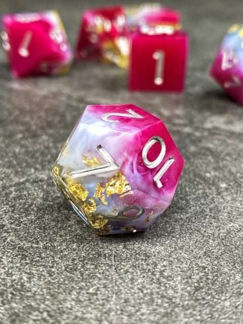 Sage's Geomancy Red/Magenta Sharp Edge Resin Dice Set image 3