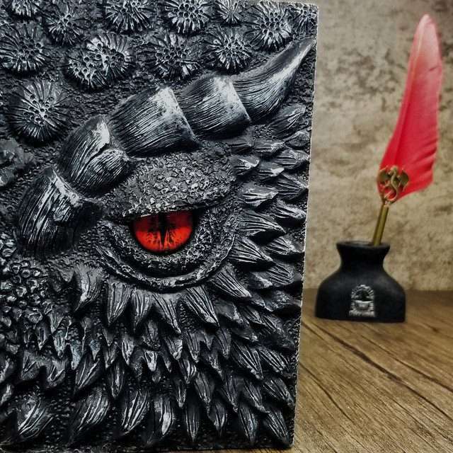 Eye of the Black Dragon Notebook Gift Set | Handmade Notebook for TTRPG, Sketchbook, Diary image 1