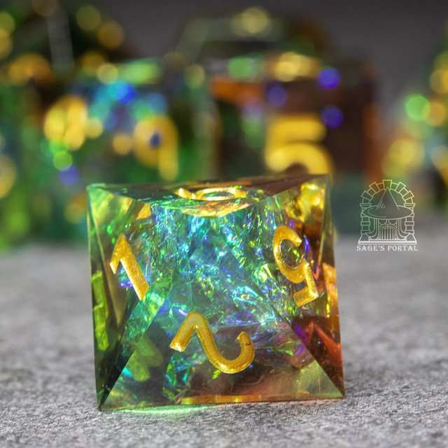 Sage's Crystals - Autumn Sharp Edge Resin Polyhedral Dice Set image 5