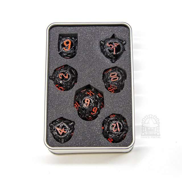 Sage’s Ouroboros Crimson Midnight Hollow Metal Polyhedral Dice Set image 10