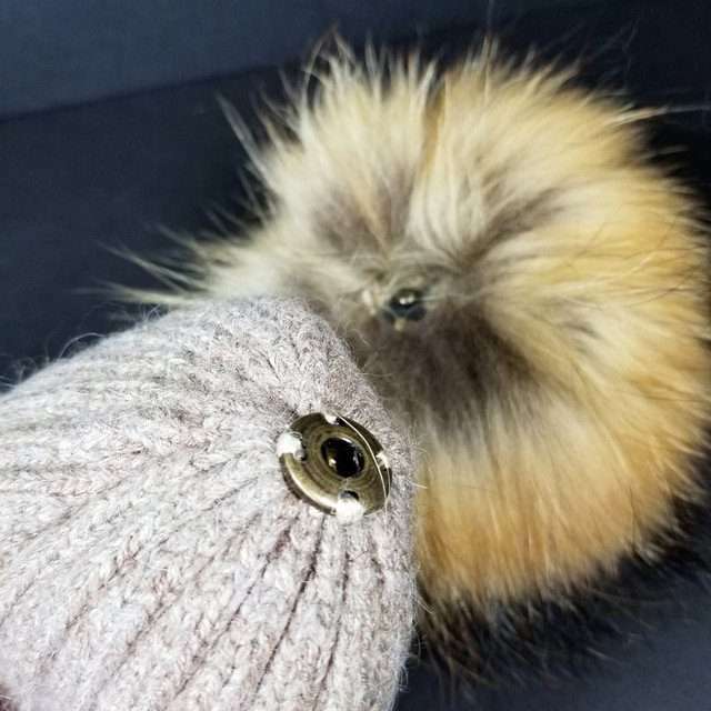 Sage’s Cap – Mocha Wool Beanie with Raccoon Pompom image 11
