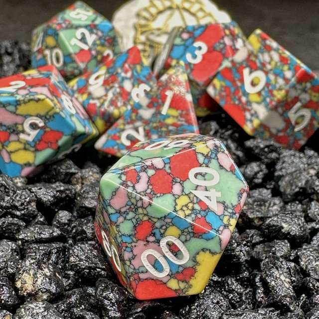 Sage's Treasures Gemstone Speckled Pastel Polyhedral Dice Set image 5