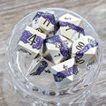 Sage's Rift Stones - Pearl Silver/Purple Metal Polyhedral Dice Set image 0