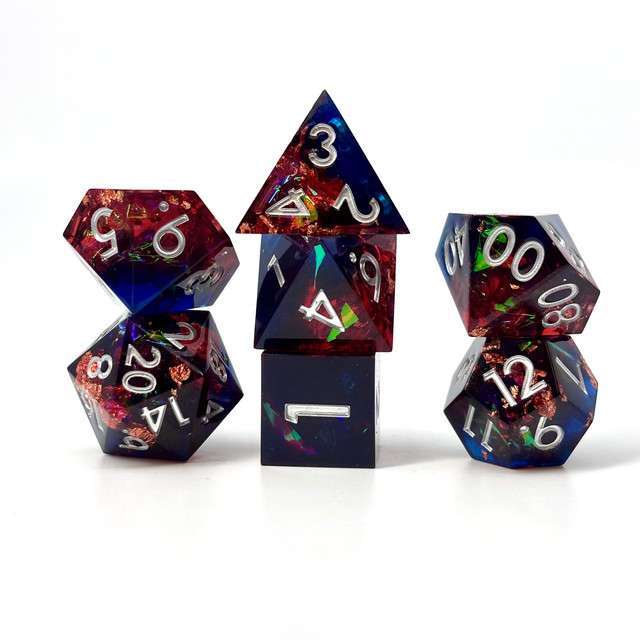 Sage's Enchanted Rainbow Crystals - Sharp Edge Resin Polyhedral Dice Set image 5