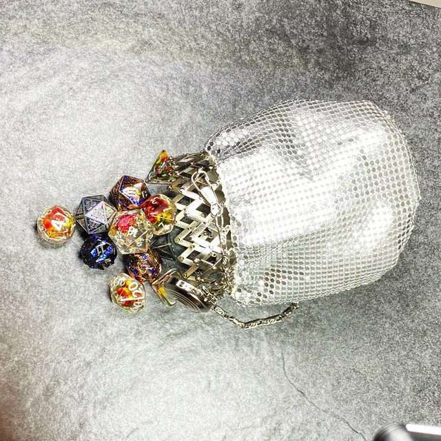 Sage’s Gala Purse – Silver Metallic Scale Gate-top Dice Bag image 1