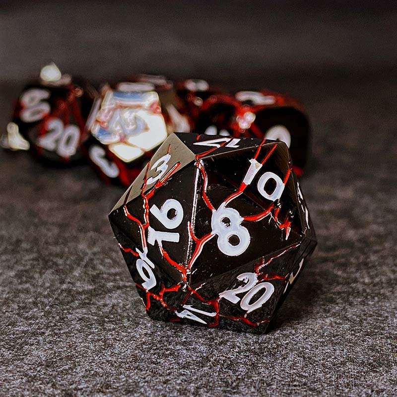 Sage's Relics of Antiquity - Dark Silver Red Metal Polyhedral Dice Set image 2