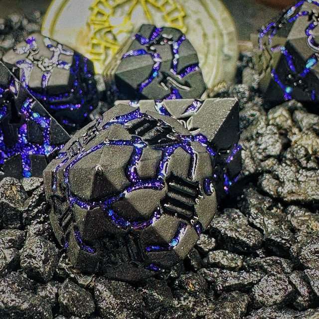 Sage's Warp Stones Black Hole Metal Polyhedral Dice Set image 7