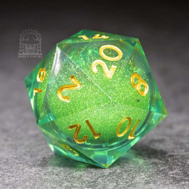 Sage's Spirits - 33mm Nature Spirit Liquid-Core D20 Sharp Edge Resin Dice image 0