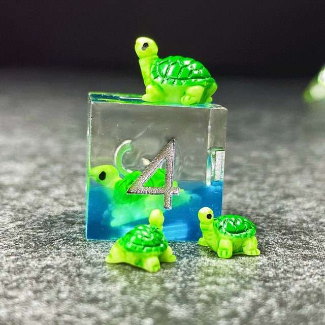 Sage's Familiars - Baby Turtle Familiar Sharp Edge Resin Polyhedral Dice Set image 26