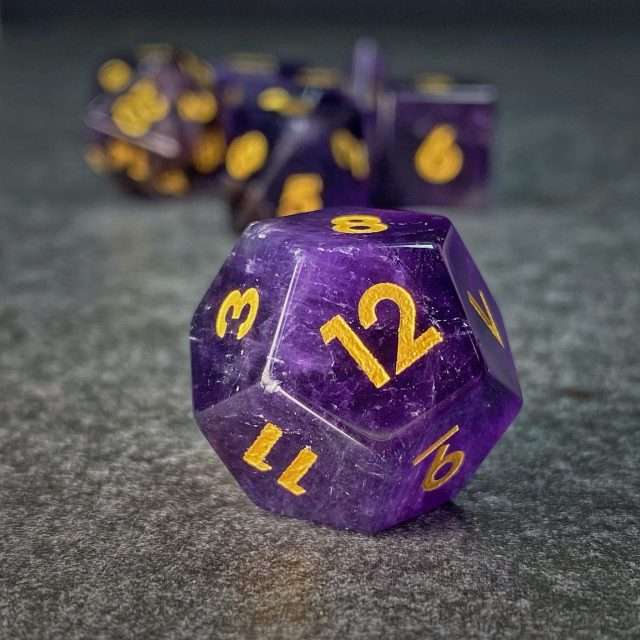 Sage's Treasures - Captured Nebula Amethyst Gemstone Polyhedral Dice Set image 2