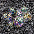 Sage's Dragonstones - Rainbow Noble Dragon Hollow Metal Polyhedral Dice Set image 0