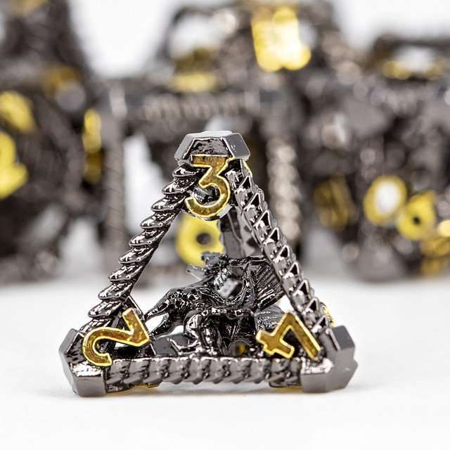Sage's Draconic Prison Midnight Cage Hollow Metal Dice Set image 8