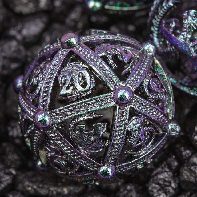 Sage’s Dragon Orb Deadly Nightshade Hollow Metal Dice Set image 0